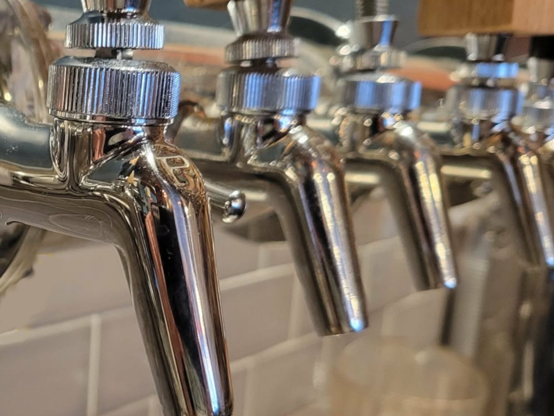 Tap handles at the bar